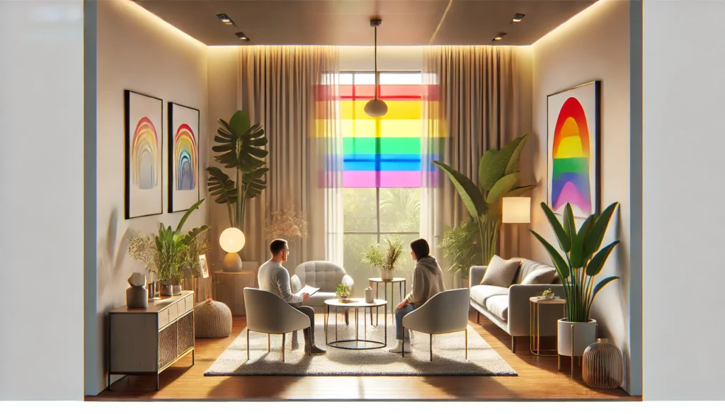 Ambiente accogliente per supportare la disforia di genere con terapia inclusiva.